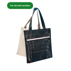 Túi vải lưới textilen đa năng , thoáng khí - Kích thước túi 40cm x 35cm -  Màu đen