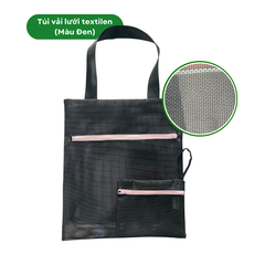 Túi vải lưới textilen đa năng , thoáng khí - Kích thước túi 40cm x 35cm -  Màu đen