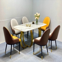 Bộ bàn ăn mạ vàng 6 ghế