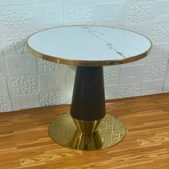 Bộ bàn  tròn chân đơn bệ inox mạ vàng - BA52
