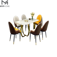 Bộ bàn ăn mạ vàng 6 ghế