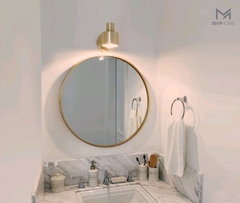 Gương bỉ tròn viền inox gold