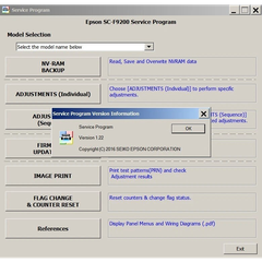 Phần mềm reset - Service Adjustment Program cho máy in Epson SureColor SC-F6300, F6330, F6340, F6350, F6360, F6370, F6380, F9300, F9330, F9340, F9350, F9360, F9370, F9380