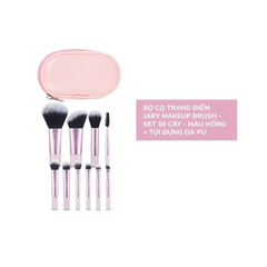 BỘ CỌ TRANG ĐIỂM JARY MAKEUP BRUSH - SET 10 CÂY + TÚI ĐỰNG DA PU - MÀU HỒNG
