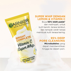 Garnier Sữa Rửa Mặt Bright Complete Vitamin C Super Whip (100ml)