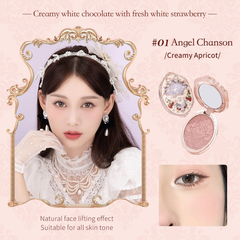 Flower Knows Má Hồng Strawberry Rococo Series Embossed Blush - 01 Angel Chanson