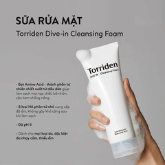 Torriden Sữa Rửa Mặt Dưỡng ẩm, Tạo Bọt Dive In Low Molecular Hyaluronic Acid Cleansing Foam 150ml