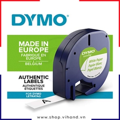 Nhãn dán Dymo LetraTag (LT) giấy 12mm x 4m - Đen/Trắng | S0721510