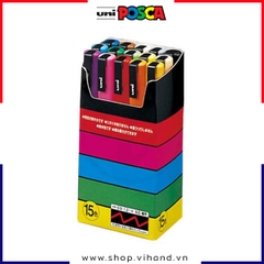 Bút sơn vẽ đa chất liệu Uni Posca Paint Marker PC-3M Fine - Set 15 màu