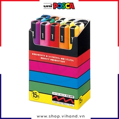 Bút sơn vẽ đa chất liệu Uni Posca Paint Marker PC-5M Medium - SET 15 màu