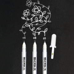Bút bi Gel đi nét line màu trắng size 05, 08, 10 Sakura Gelly Roll - White