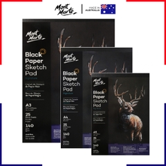 Tập giấy đen vẽ nghệ thuật Mont Marte Black Paper Sketch Pad A4 140gsm