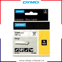 Nhãn in Vinyl công nghiệp Dymo IND 12mm x 5.5m – (Đen/Trắng) | 18444