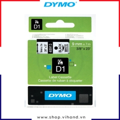 Nhãn dán Dymo D1 nhựa PET 9mm x 7m - Đen/Trắng | S0720680