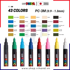 Bút sơn vẽ đa chất liệu Uni Posca PC-3M - Ngòi 0.9 - 1.3mm (Cây lẻ)