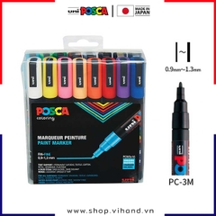 Bút sơn vẽ đa chất liệu Uni Posca Paint Marker PC-3M Fine - Set 16 màu