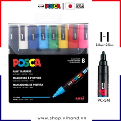 Bút sơn vẽ đa chất liệu Uni Posca Paint Marker PC-5M Medium - SET 8 màu
