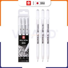 Bút bi Gel đi nét line màu trắng size 05, 08, 10 Sakura Gelly Roll - White