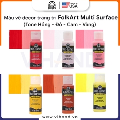 Màu Vẽ Decor Trang Trí FolkArt Multi Surface Satin (Tone Hồng -Đỏ -Cam - Vàng)