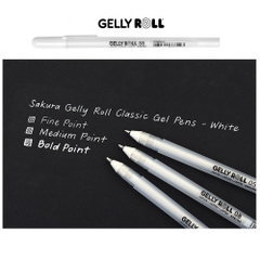 Bút bi Gel đi nét line màu trắng size 05, 08, 10 Sakura Gelly Roll - White