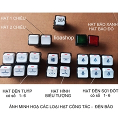 HẠT CÔNG TẮC LIOA, HẠT ĐÈN BÁO LIOA, ĐIỀU TỐC QUẠT TRẦN LIOA LẮP VỚI MẶT LỖ VUÔNG