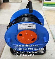 Ổ CẮM KÉO DÀI LIOA 50M KIỂU RULO DÂY 3 LÕI CÓ TIẾP ĐỊA QT50 - 3 - 15A