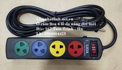 Ổ CẮM LIOA 4 Ổ 2 CHẤU 5M 10A 2000W - 2200W MODEL 4SND5.2.10