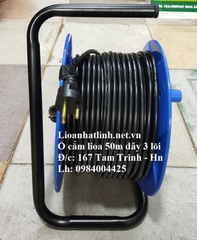 Ổ CẮM KÉO DÀI LIOA 50M KIỂU RULO DÂY 3 LÕI CÓ TIẾP ĐỊA QT50 - 3 - 15A