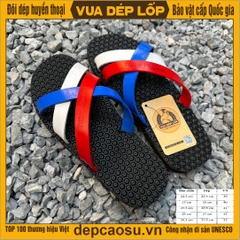 Dòng Dép 3quai màu cờ sắc áo đế chống trơn, cao 3cm, êm, nhẹ và thoải mái