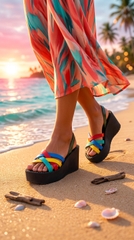 Dép thời trang đế cao 6-9cm chống trơn trượt và màu sắc thời trang, mix cùng váy maxi, áo dài