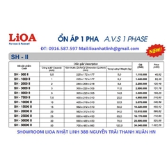 LIOA 50KVA 1 PHA MÃ SP SH 50000II MODEL MỚI DÂY ĐỒNG XỊN