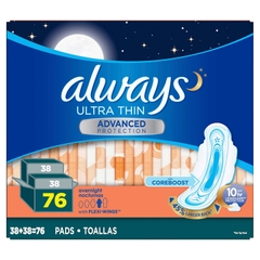 ALWAYS - ULTRA THIN ADVANCED PROTECTION (BĂNG VỆ SINH SIÊU MỎNG BAN ĐÊM 38 MIẾNG)