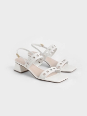 CHARLES & KEITH - CK1-60050962 WHITE (GIẦY QUAI HẬU GÓT VUÔNG TRẮNG SIZE 36)