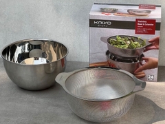 KAIYO - STAINLESS BOWL & COLANDER (BỘ THAU RỔ 20cm)