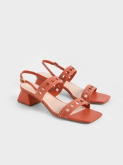 CHARLES & KEITH - CK1-60050962 ORANGE (GIẦY QUAI HẬU GÓT VUÔNG CAM SIZE 36)