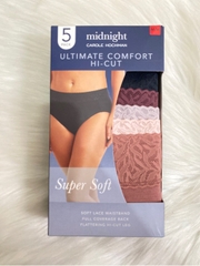 MIDNIGHT CAROLE HOCHMAN - ULTIMATE COMFORT HI-CUT (SET 5 QUẦN LÓT REN LƯNG CAO, SIZE M)