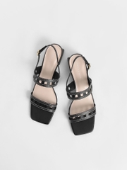 CHARLES & KEITH - CK1-60050962 BLACK (GIẦY QUAI HẬU GÓT VUÔNG ĐEN SIZE 37)