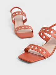 CHARLES & KEITH - CK1-60050962 ORANGE (GIẦY QUAI HẬU GÓT VUÔNG CAM SIZE 37)
