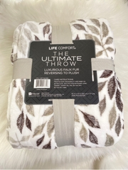 LIFE COMFORTR - THE ULTIMATE THROW (MỀN TRẮNG CHIẾC LÁ NÂU  152cm x 177cm)