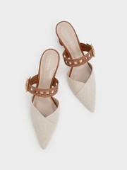 CHARLES & KEITH - CK1-60580238 CARAMEL (GUỐC MUỖI NHỌN NÂU, TRẮNG SIZE 36)