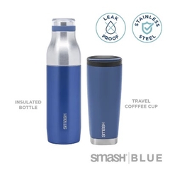 smash - HOT AND COLD TWIN PACK BLUE (SET 1 Ly Giữ Nhiệt ,1 Chai Giữ Nhiệt)