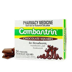 PHARMACY MEDICINE - COMBANTRIN PYRANTEL CHOCOLATE SQUARES (CHOCOLATE TẨY GIUN 24 THANH)