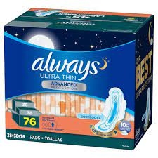 ALWAYS - ULTRA THIN ADVANCED OVERNIGHT NIGHT (BĂNG VỆ SINH SIÊU MỎNG CÁNH BAN ĐÊM 76 MIẾNG)