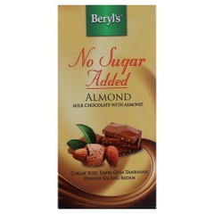 BERYL’S - NO SUGAR ADDED ALMOND MILK CHOCOLATE (CHOCOLATE SỮA HẠNH NHÂN KHÔNG ĐƯỜNG 85G)