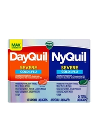 VICKS - DayQuil&Nyquil SEVERE Cold Flu (Giảm Đau, Ho, Hạ Sốt 16 Viên Ngày , 8 Viên Đêm)