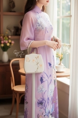 Set áo dài tơ dáng eo Cẩm Miên