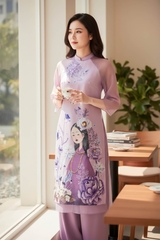 Áo dài taffa dáng suông Cẩm Miên