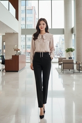 Áo sơ mi dài tay cổ nơ