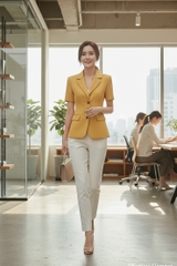 Áo vest cổ K tay cộc hai ly thân trước