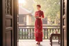 Set áo dài Mẫu đơn